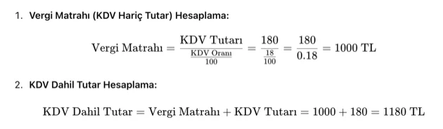 KDVden Vergi Matrahı Bulma